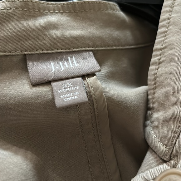 J.Jill Khaki tencel Sleeveless Safari Blouse Vest Front Button Pockets size 2X - Picture 5 of 6